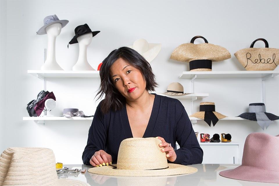 Eugenia Kim Beige Hat with Artistic Blue Scarf Ruby Wool Felt Bucket Hat – Eugenia Kim main image 4