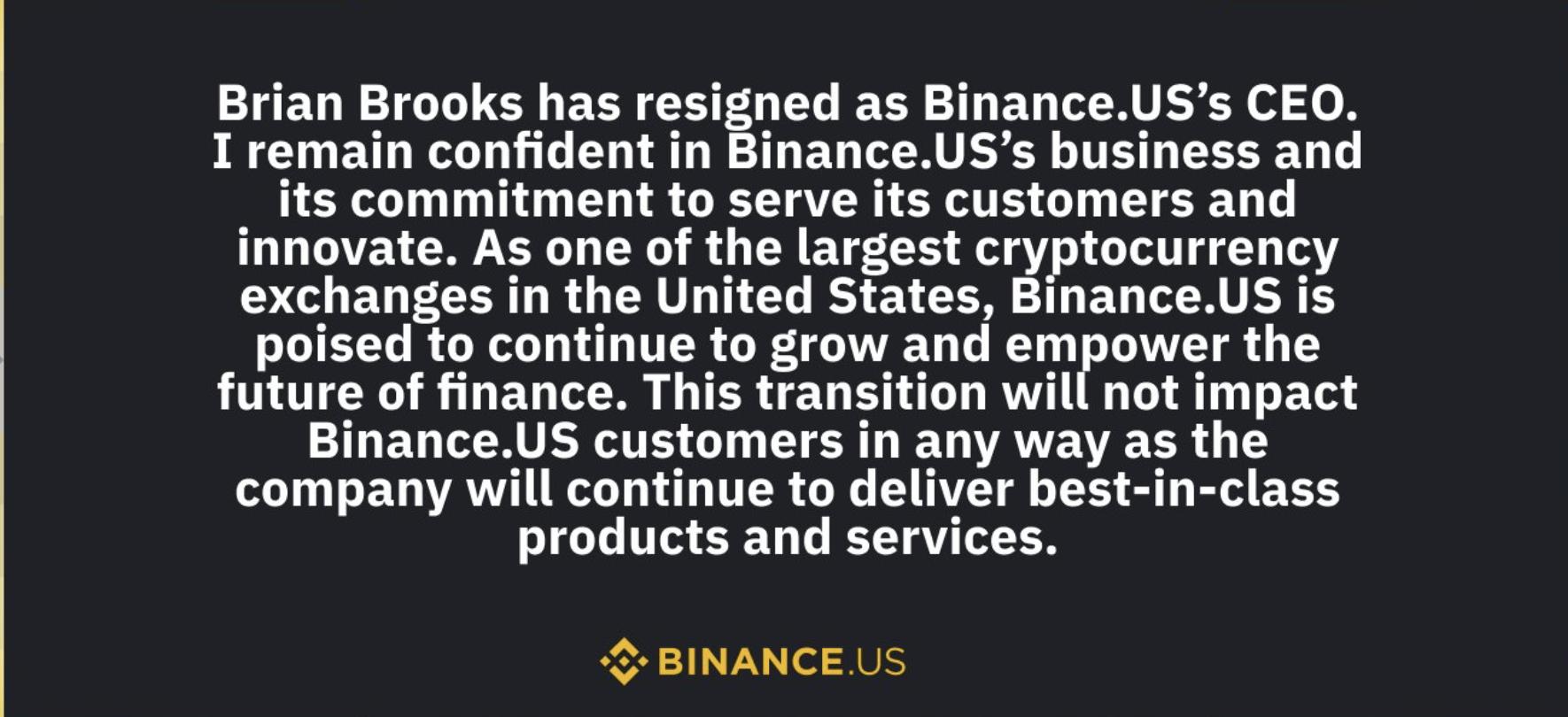 Bitcoin Exchange Binance.US CEO Brian Brooks Suddenly Resigns After Only Four Months - Vimarsana News