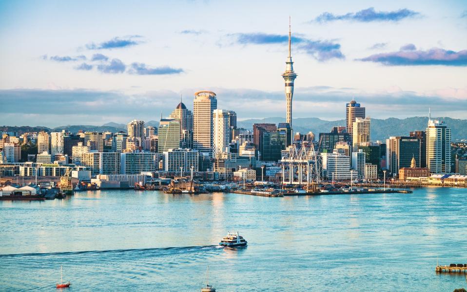 Auckland's skyline at dawn