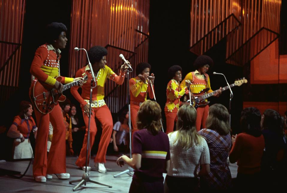 The Jackson Five—Tito, Jermaine, Jackie, Marlon and Michael—rose to fame in the late 1960s and 1970s with the Motown label shown here performing in the United Kingdom.
