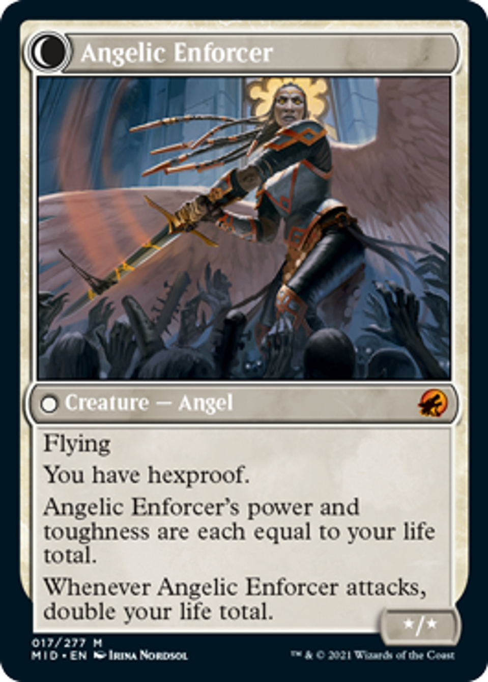 Magic The Gathering' Innistrad: Midnight Hunt Card Preview - Enduring Angel/Angelic  Enforcer, image size:959x1340