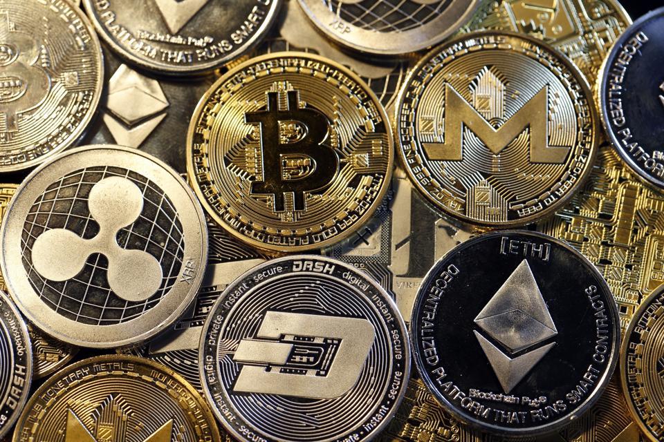 Physical units of bitcoin, ether and several other cryptocurrencies. 