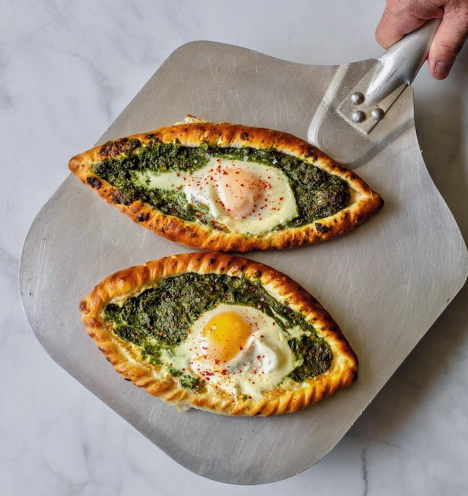 Spinach, Feta and Egg Breakfast Pide