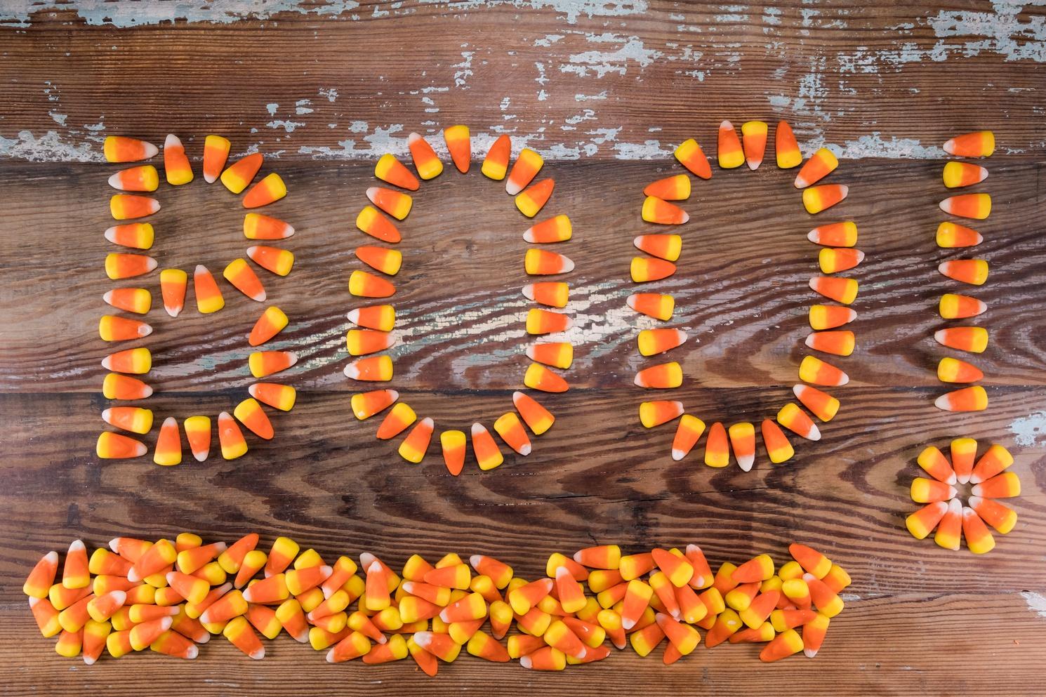 Candy Corn Boo! With Pile Below