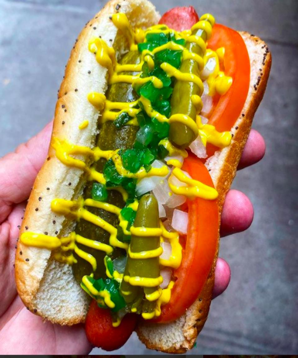 Chicago-style hot dog from Emmett's