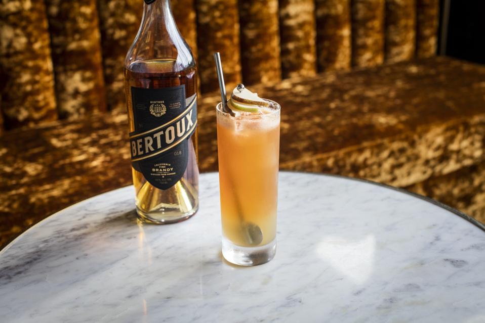 cocktail and brandy bottle