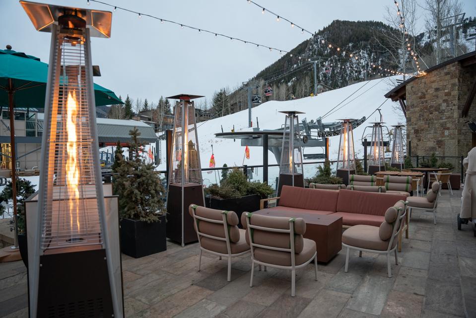 An outdoor seating area in Aspen, Colorado