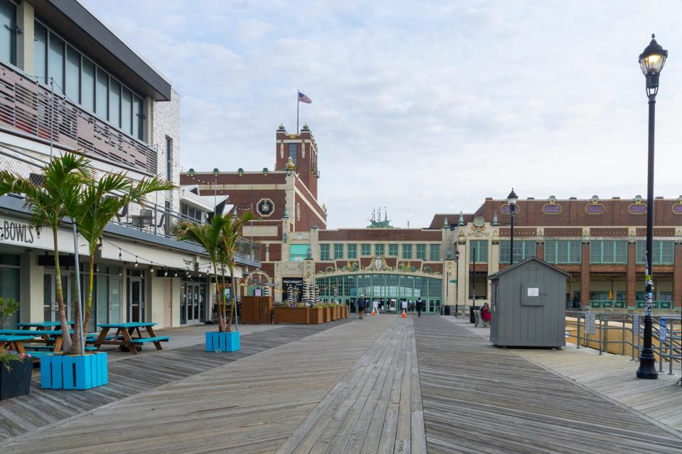 A scene of the Asbury Park boardwalk and the iconic convention center.