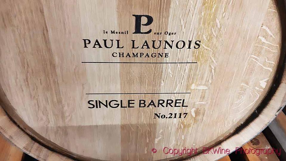 One of the single barrels in ″The Barrel Project″ at Champagne Paul Launois