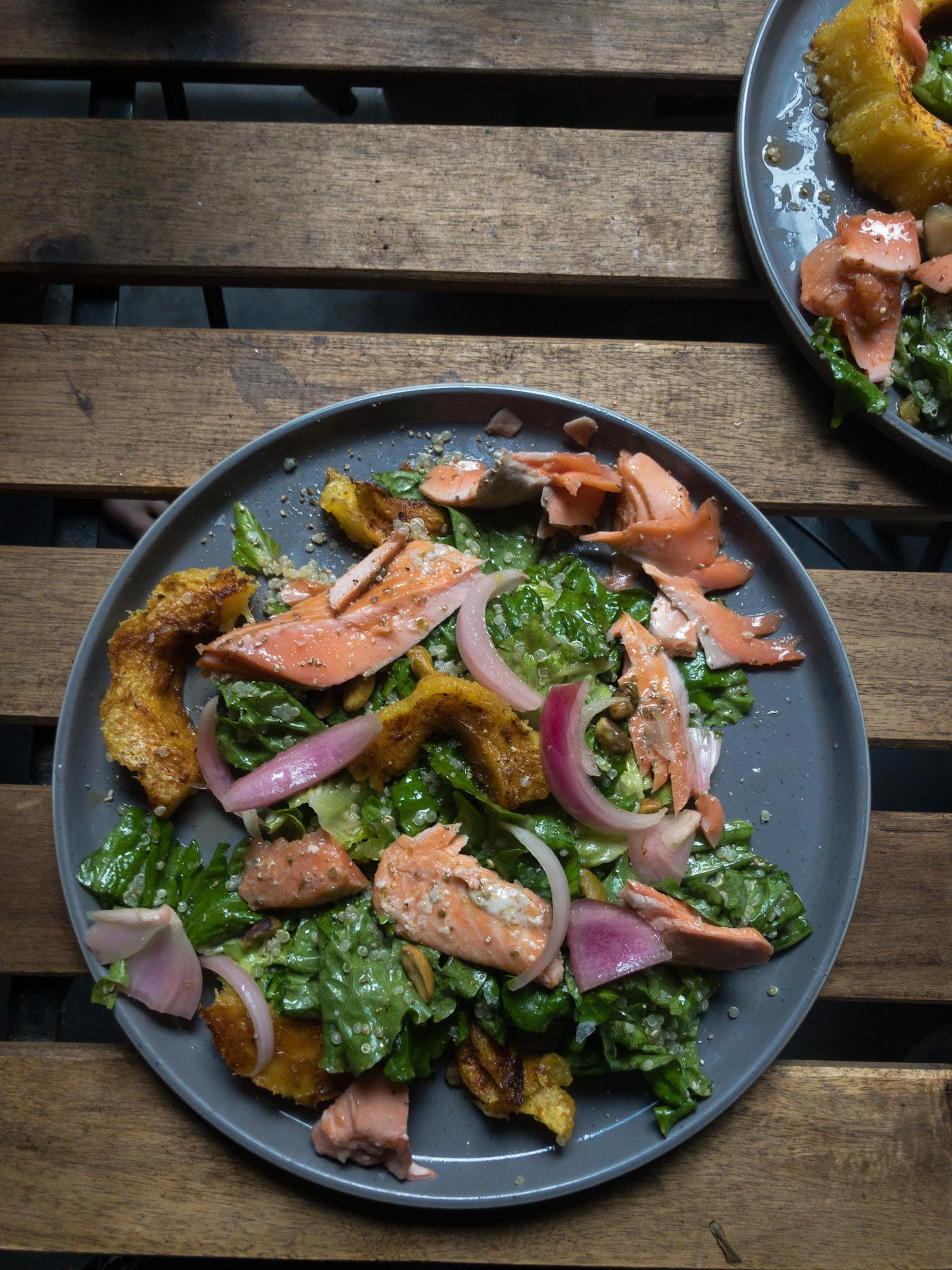  A quick salmon salad for lunch.