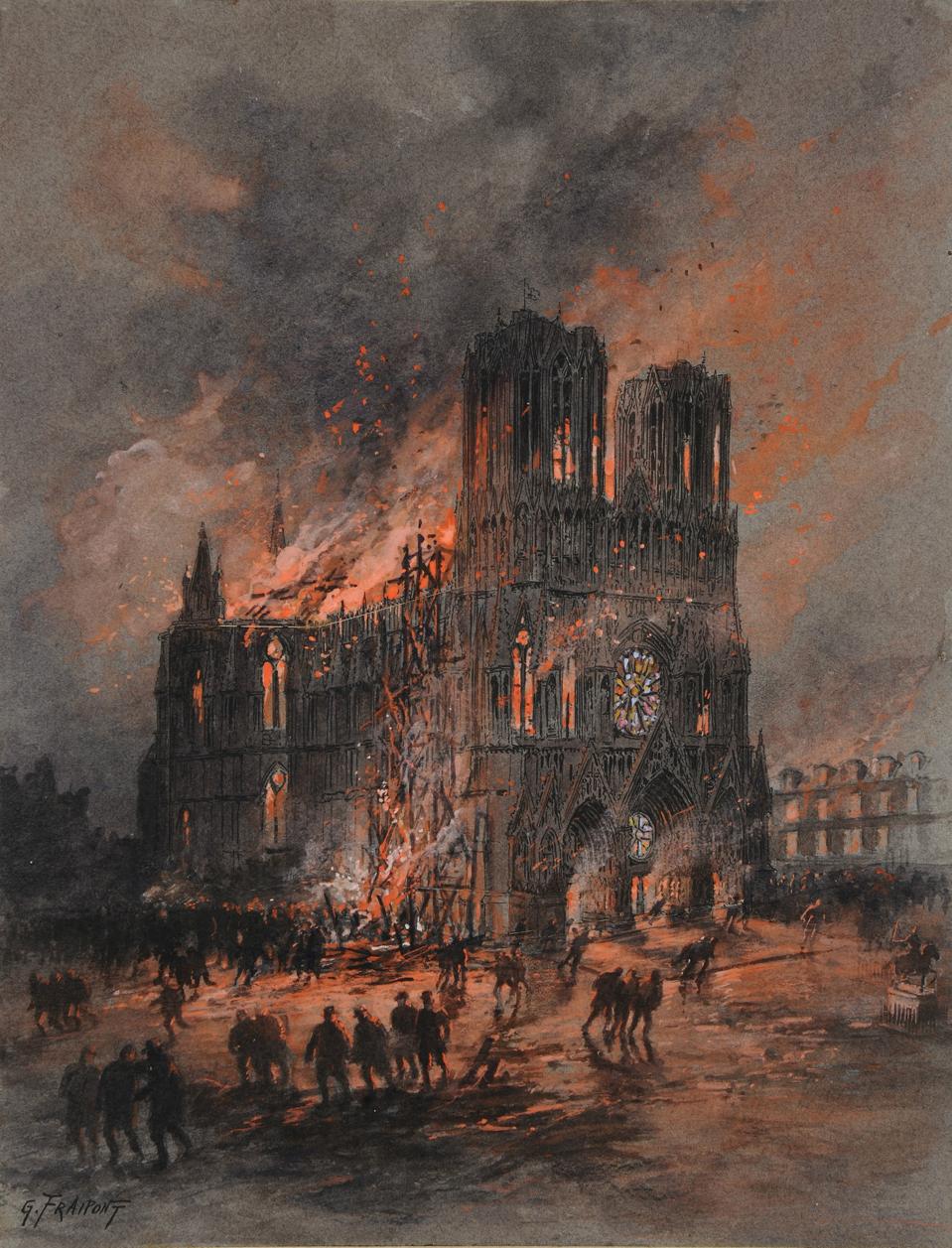 The Burning Reims Cathedral 1914-1915