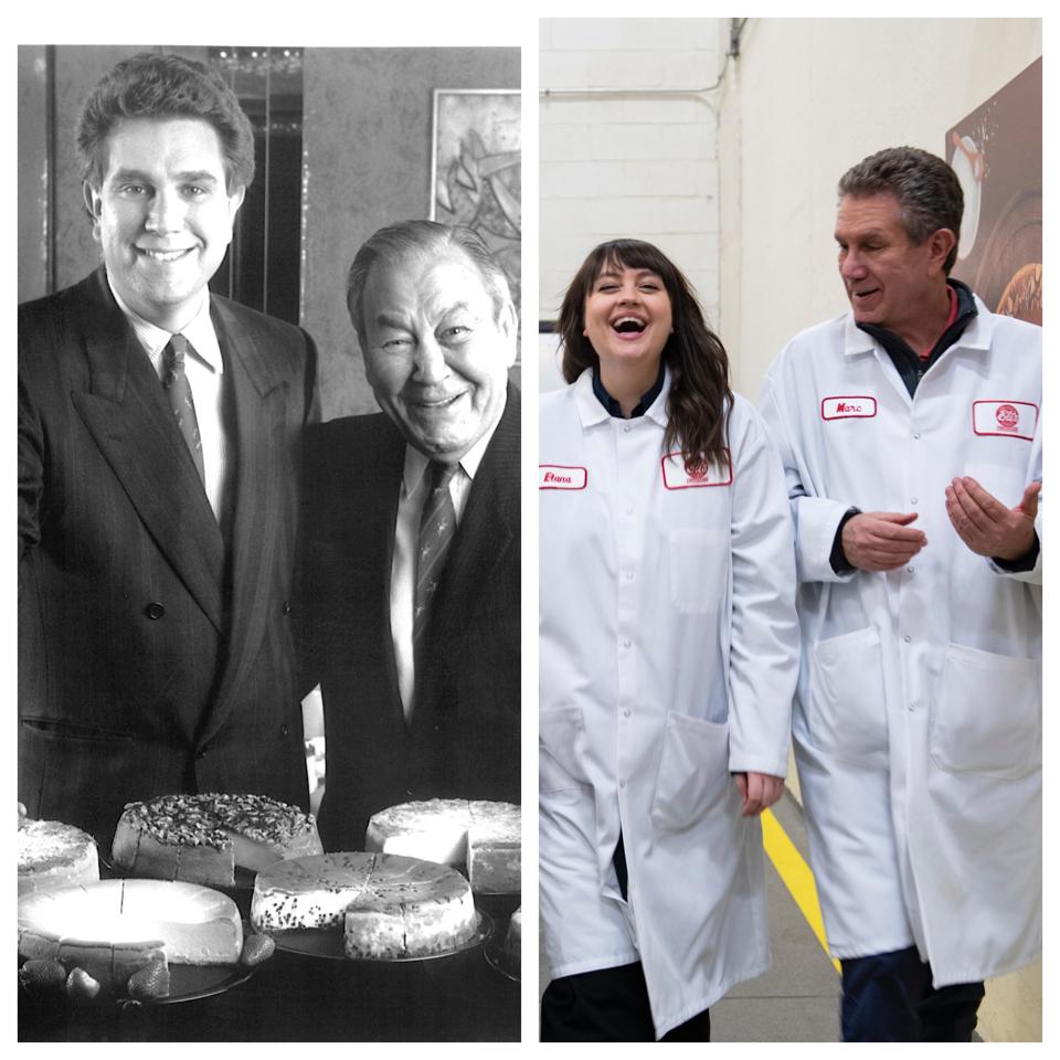 Three generations of cheesecake lovers have kept Eli's Cheesecake at the top of the iconic Chicago foodways. From left to right, Marc and his father, Eli Schulman, and Elana Schulman and her father, Marc.