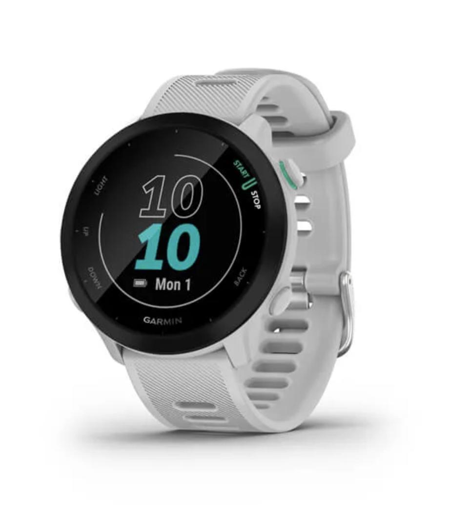 Forerunner 55 in white with a black bezel