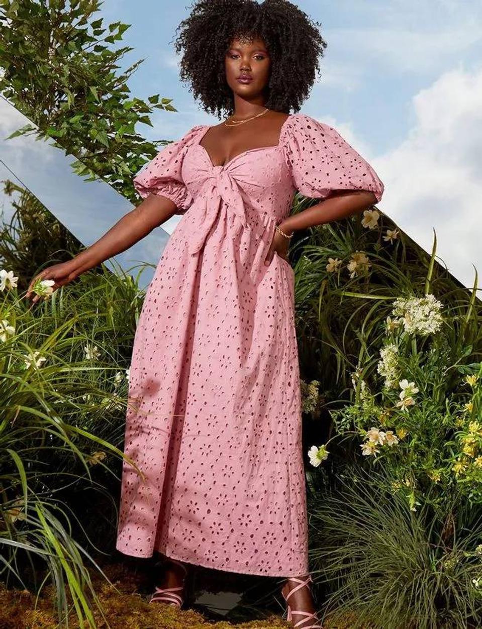 knee length dresses for ladies Paneled Bodice Midi Dress main image 0
