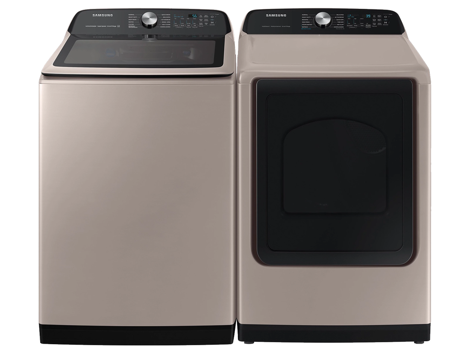 Samsung Smart Top Load Super Speed Wash Washer And Smart Steam Sanitize+ Electric Dryer
