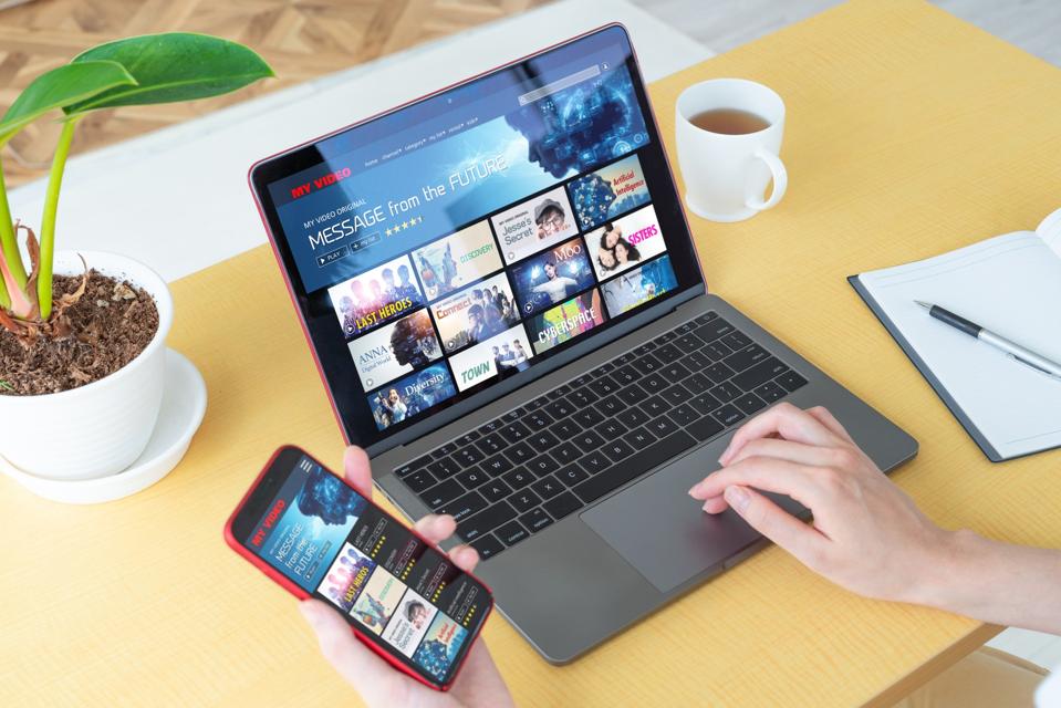 overhead view of a laptop on a table