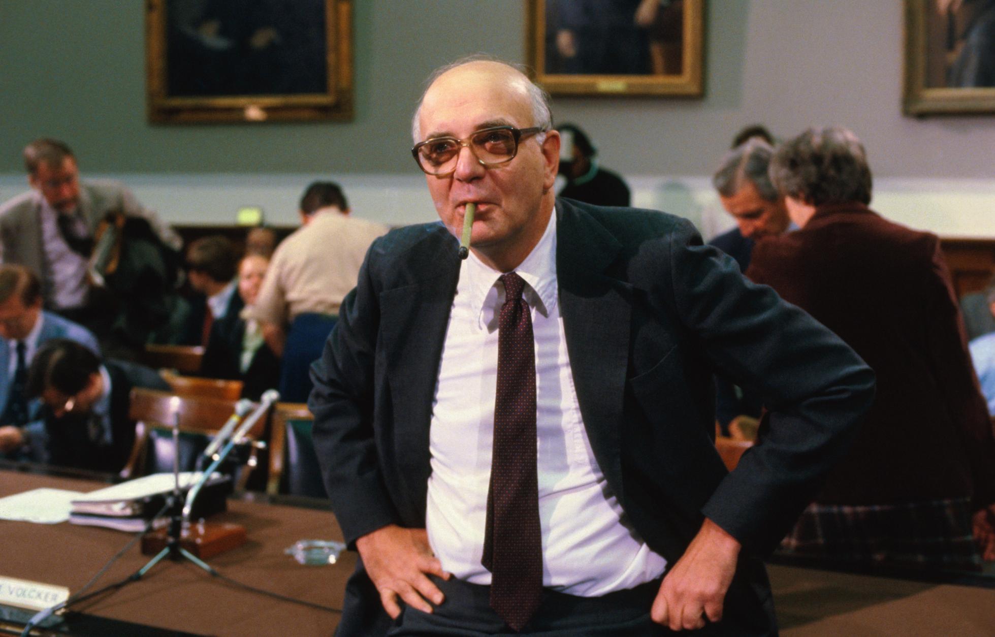 Paul Volcker Smoking Cigar
