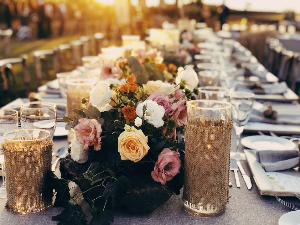 Enchanting Wedding ceremony setting at sunset