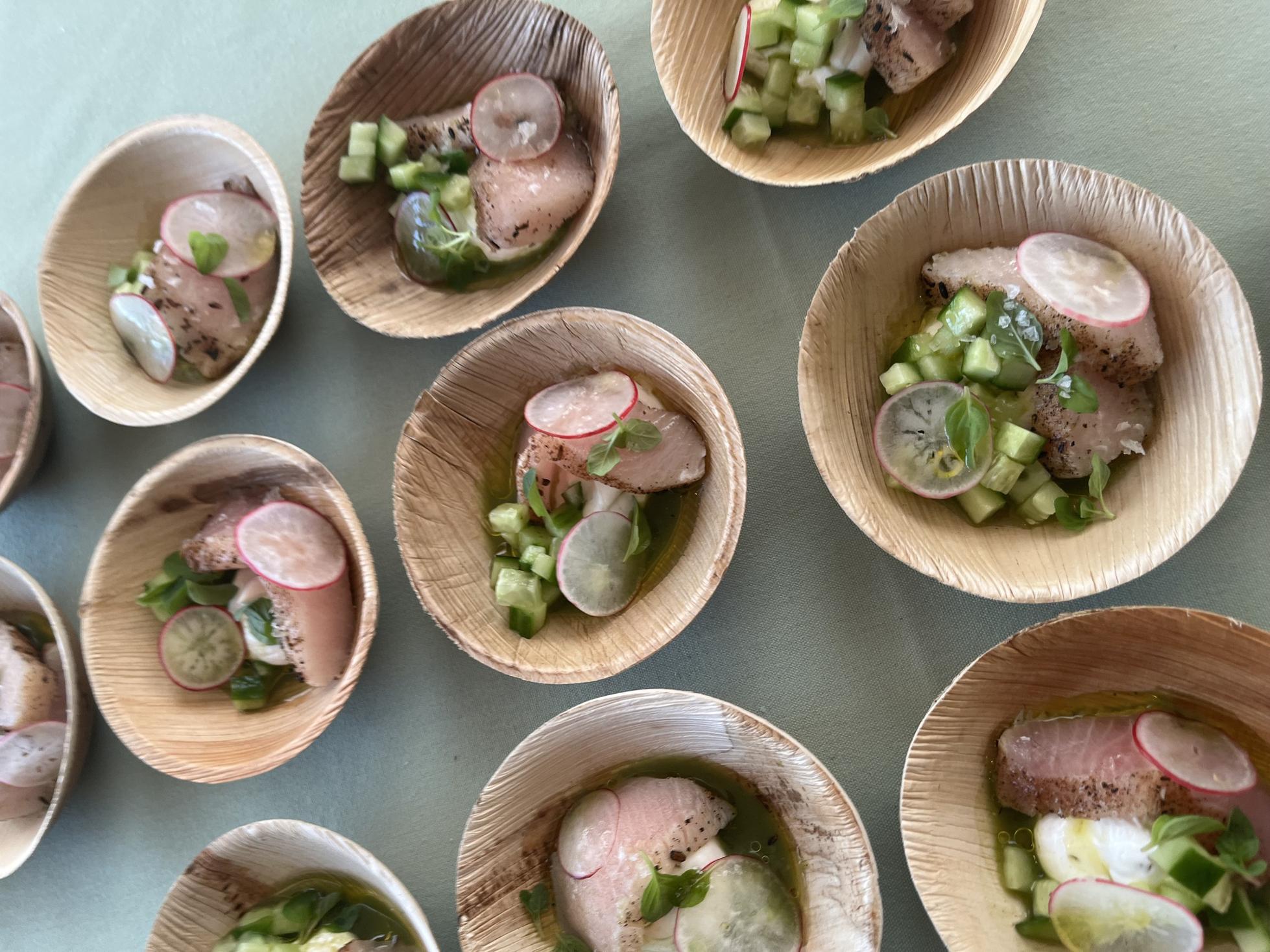 A zesty bite of yellowtail.