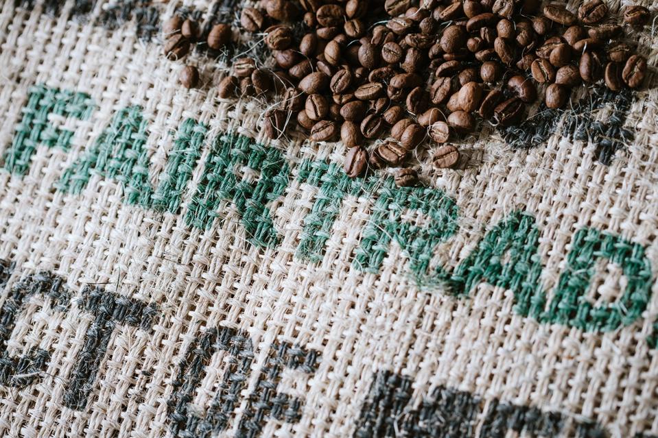Fair Trade Coffee Beans on Burlap Sack