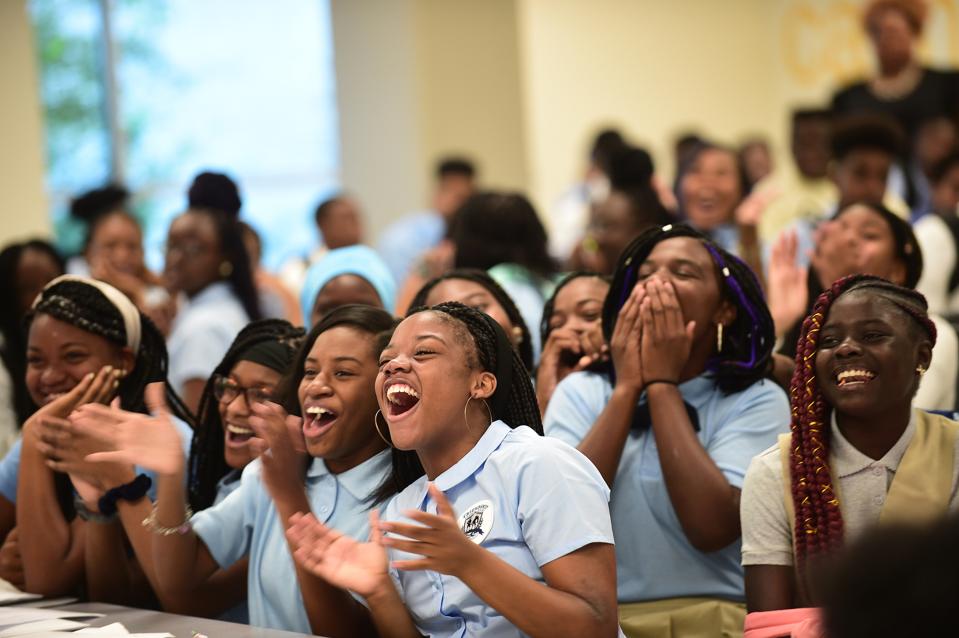 WASHINGTON, DC - AUGUST 20: Students gather inside the cafeter