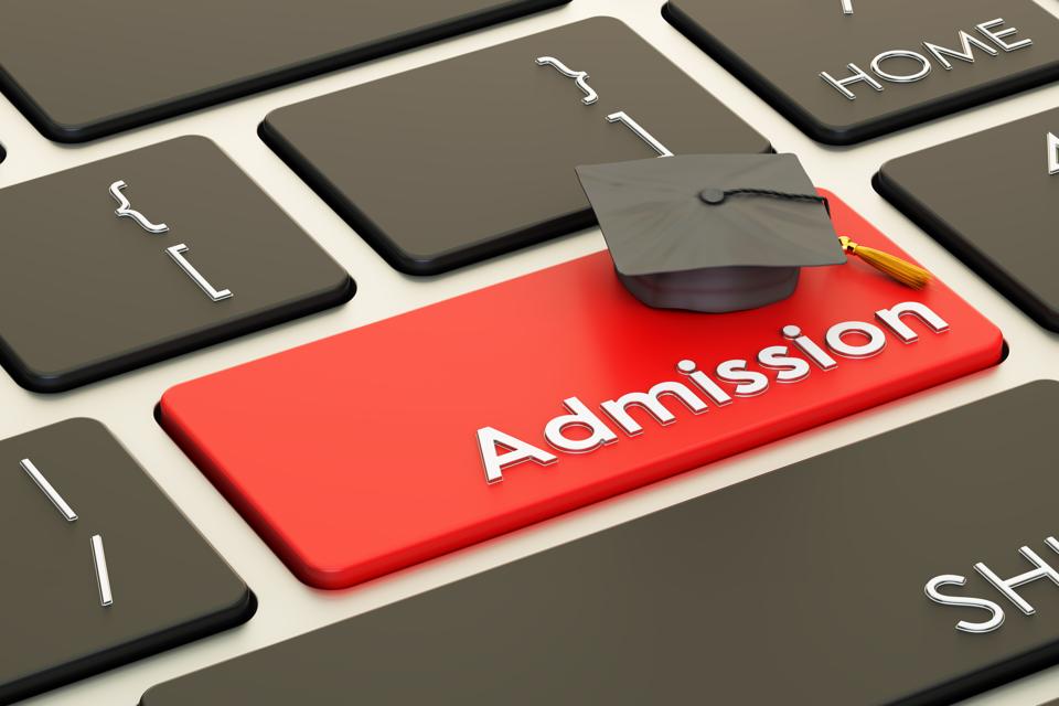Admission concept on keyboard button, 3D rendering