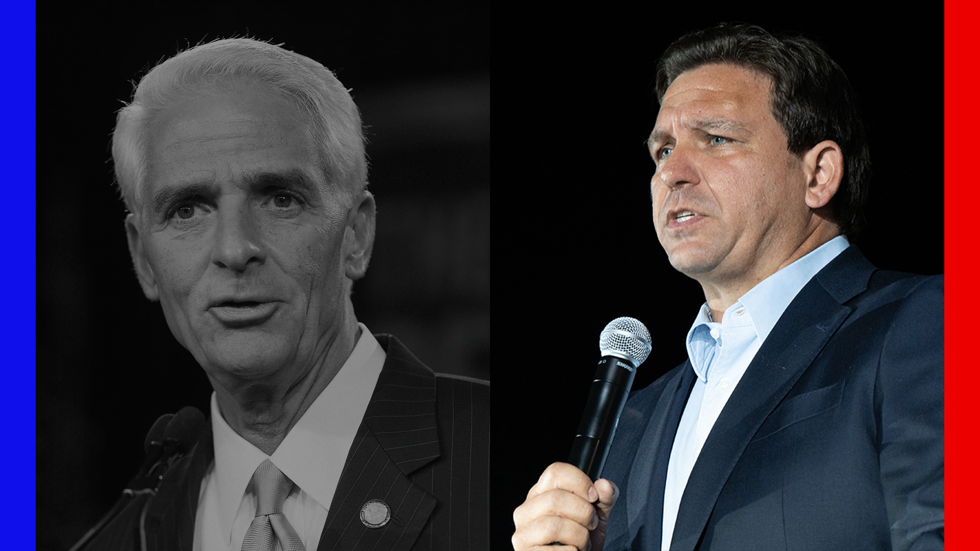 Ron DeSantis (left) beat Charlie Crist (D) in the 2022 midterm election to win a 2nd term.