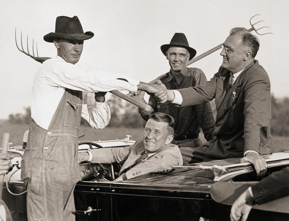 Franklin Roosevelt Campaigning with Farmers
