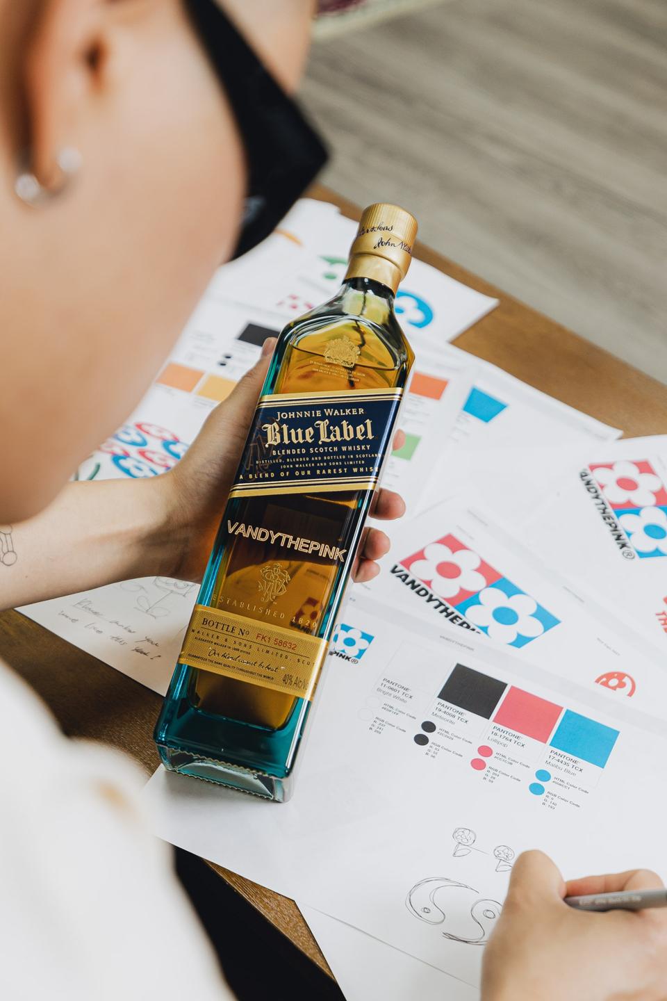 VANDYTHEPINK works on Designs for Johnnie Walker Blue Label Limited Edition Bottle