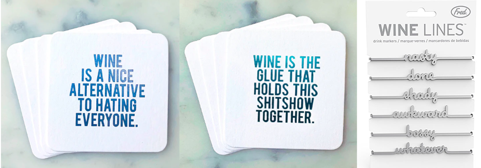 Funny coasters and glass markers