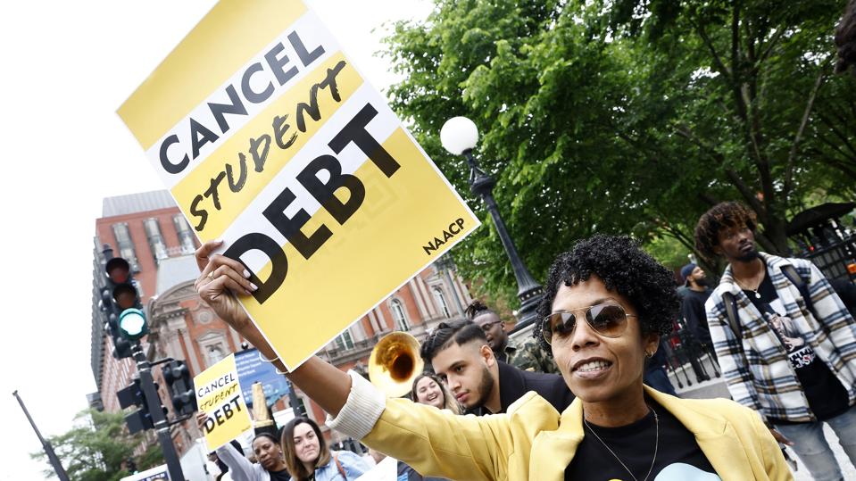 Student Loan Borrowers Gather In protest to cancel student debt