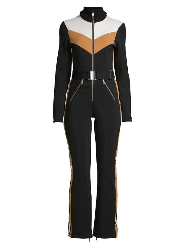 belted ski suit womens