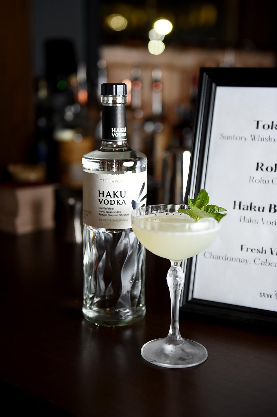 A bottle of Suntory’s Haku that is packed with unique Japanese characteristics.