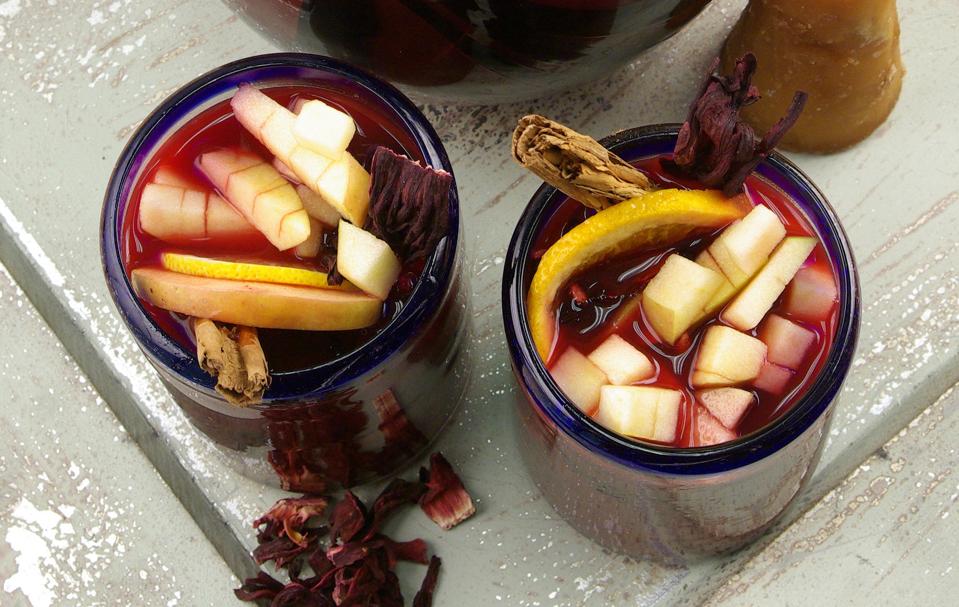 Mexican Christmas Punch in hand-blown glassware
