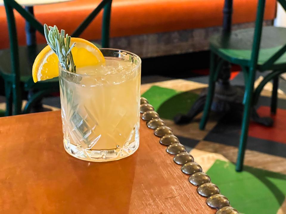 Log Cabin cocktail in Old Fashioned glassware