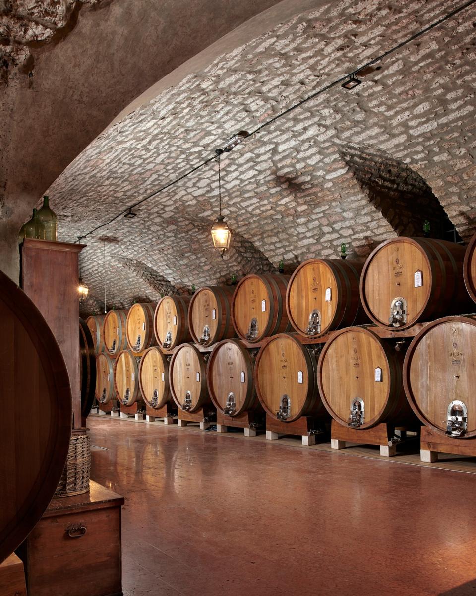 Barrels in the Bertani cellar   Cantine Bertani