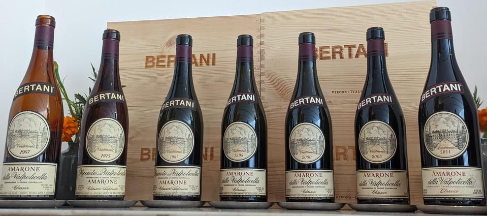 Lineup of Bertani Amarone della Valpolicella Classico vertical
