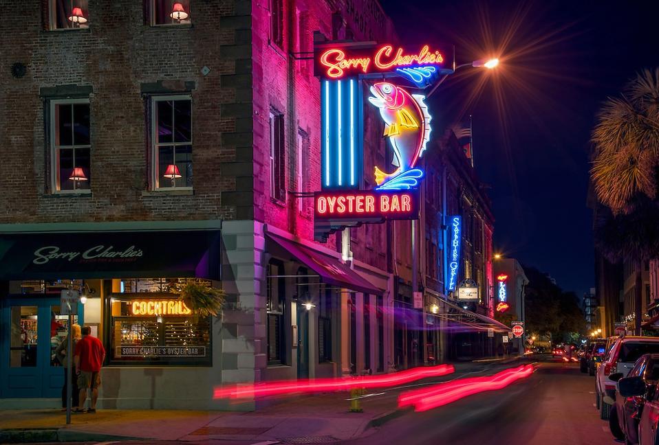 The exterior of Sorry Charlie's Oyster Bar in Savannah, GA.