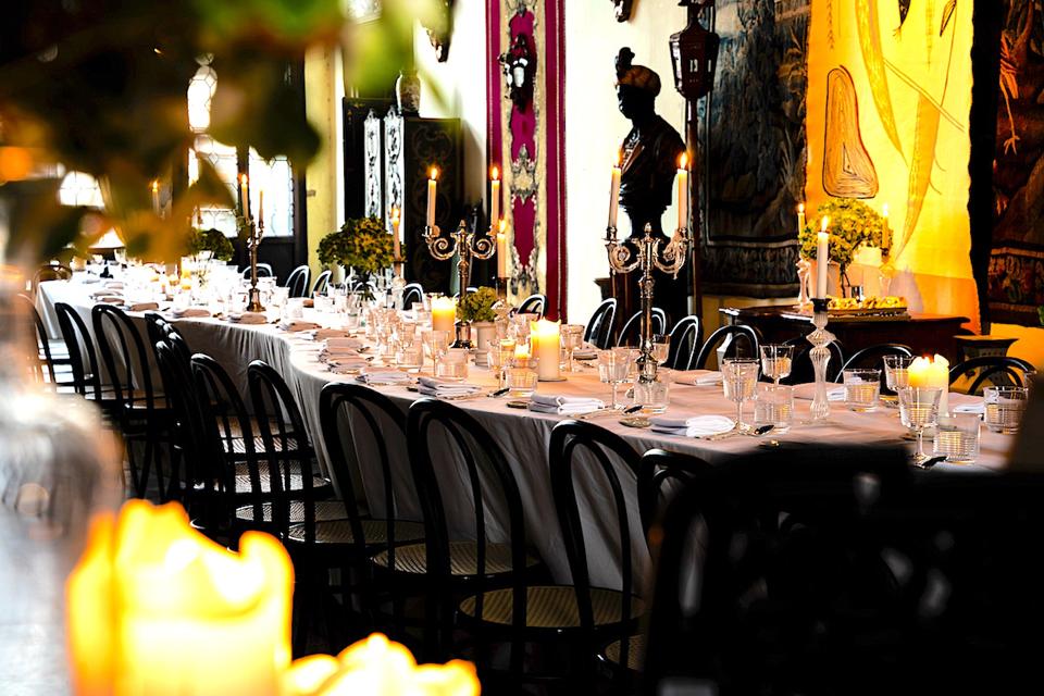 table set with glasswear