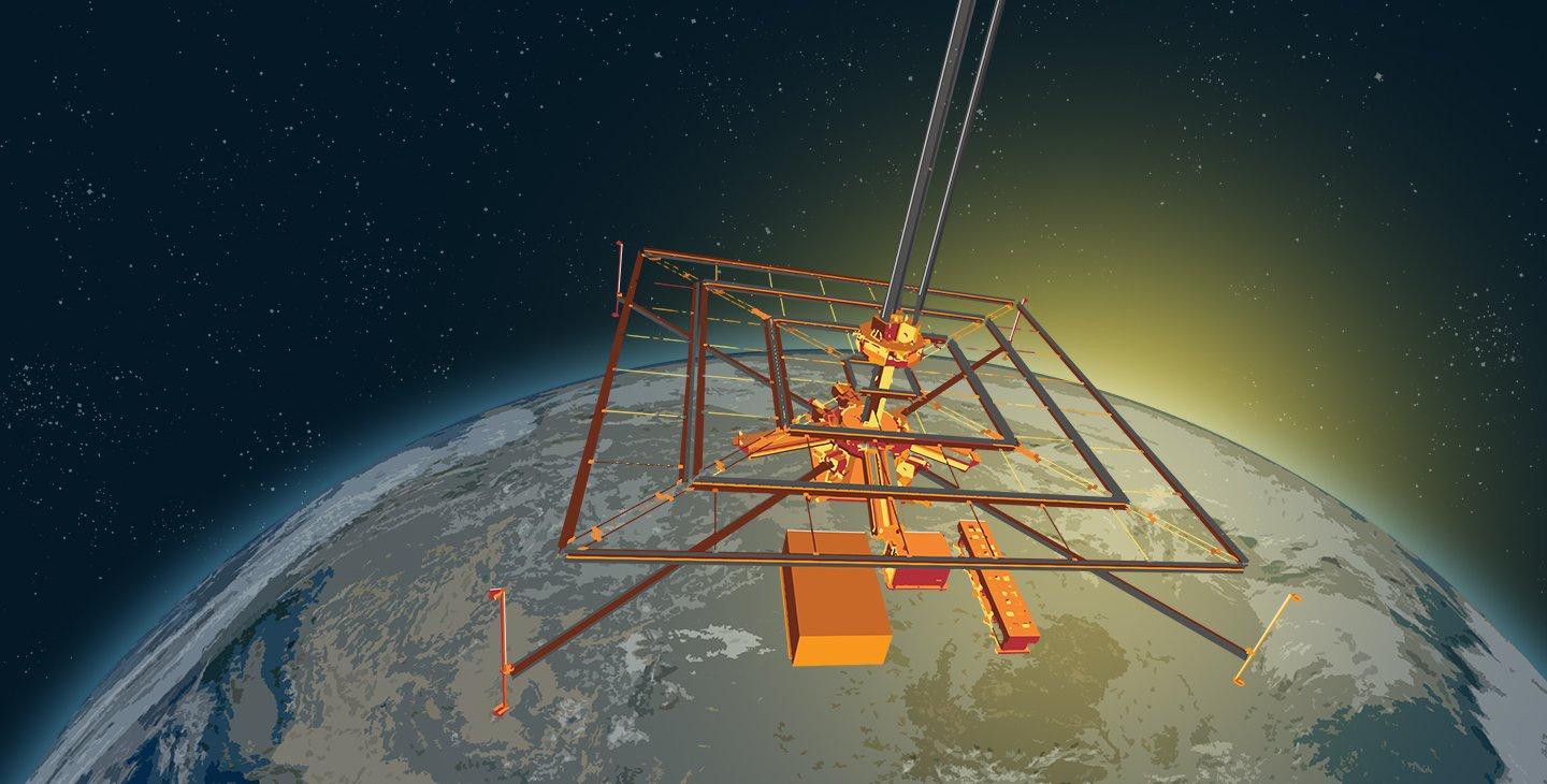 Interpretación artística de un conjunto solar orbital