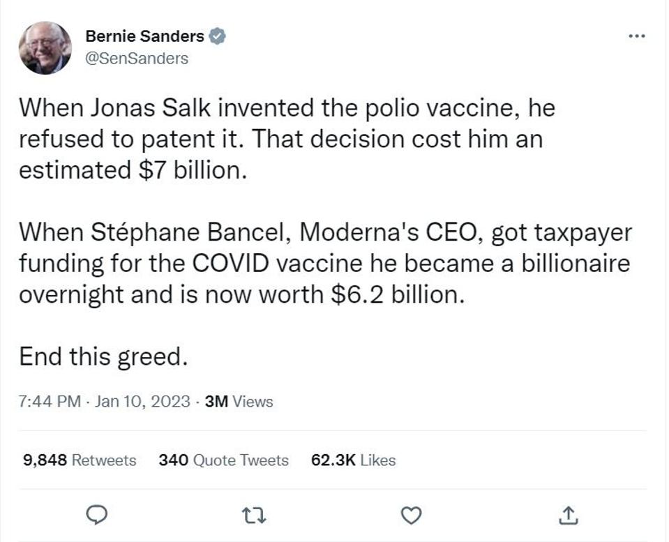 Bernie Sanders Moderna