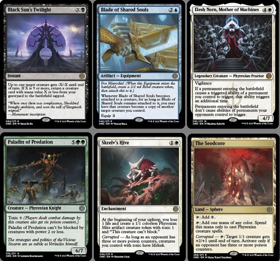 More cards highlighting the new mechanics and art in Phyrexia