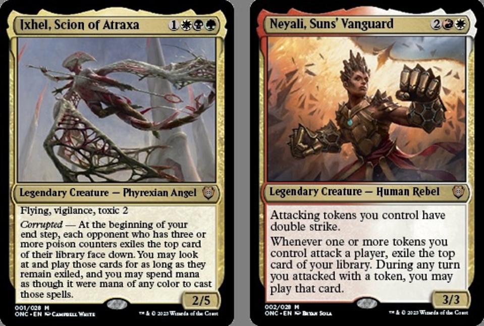 The leaders of the new Commander decks in Phyrexia