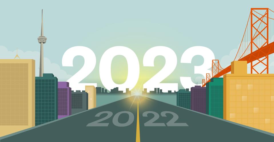 Image showing 2023 emerging on the road ahead of 2022.