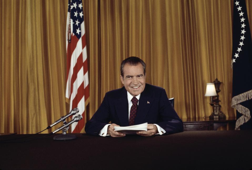 President Richard Nixon after Addressing Nation on Watergate