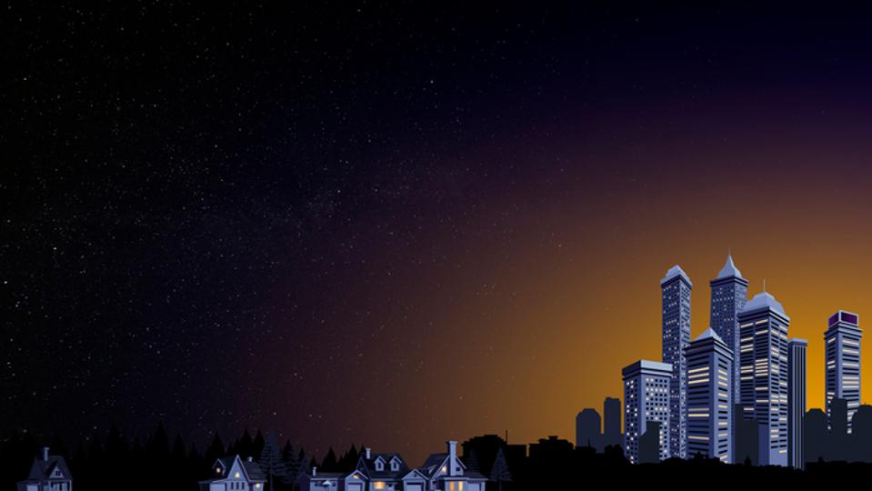 Impacto de la contaminación lumínica 2: del excelente cielo oscuro (izquierda) al cielo del centro de la ciudad (derecha)