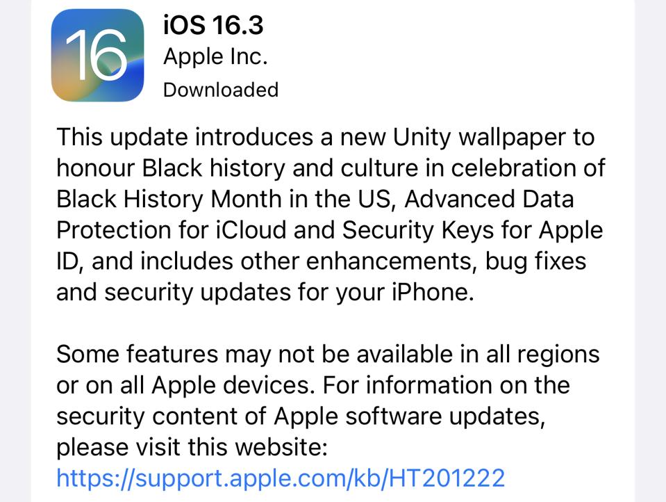 Apple lanza iOS 16.3.