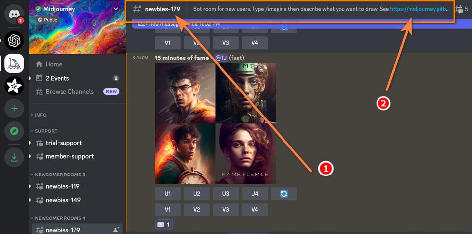 Midjourney Cómo llegar a la guía de inicio rápido