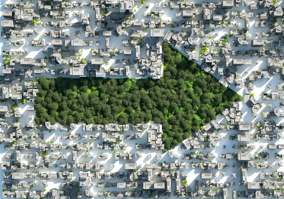 Signo de flecha de ciudad verde