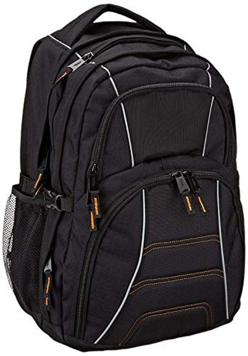 amazon basic laptop backpack Basics Travel Backpack,Carry-On with Compartment, 1.55 cu. ft. Capacity,Expandable for 10% Extra Space,Convertible & Shoulder Bag,Multiple Pockets,13.8"W x 21.5"H x 9.5"D, Black Organization14 Laptop Compartment 2 exterior front pockets Exterior front pocket 2 side pockets for water bottles or quick storage Adjustable shoulder strapsDesign StackIt Strap trolley pass through feature Ribbed matte Polyester fabric RPET Lining Amazon Basics 15.6 in Laptop
